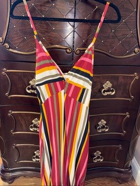 Planet Gold Striped Maxi Dress in Pink, Yellow, White, Black